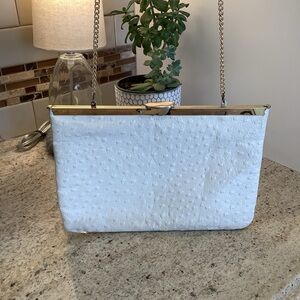 Mr M New York Vintage White Textured Women's Purse Bag with Chain Strap